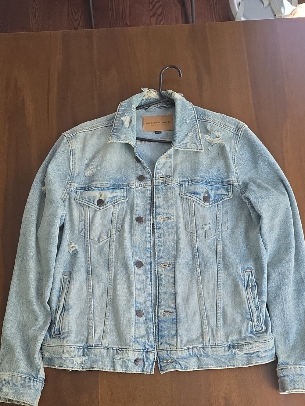 Lucky Brand Light Blue Distressed Denim Jacket